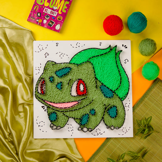 Custom Bulbasaur String Art – Handcrafted Pokémon-Themed Wall Decor for Kids.