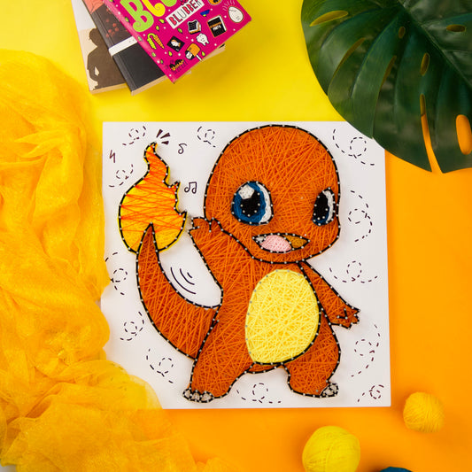 Handcrafted Charmander String Art – Custom Pokémon Wall Decor for Kids.