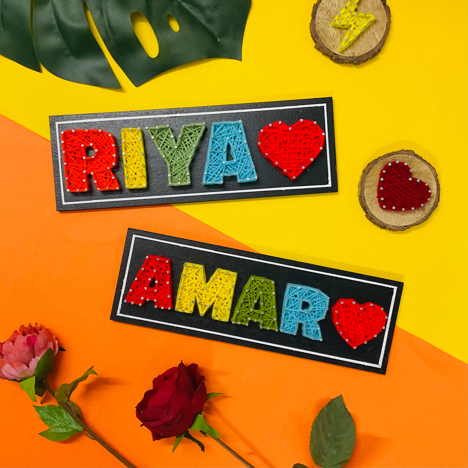 Personalized string art with names and heart design – custom handmade gift for anniversaries, birthdays, or Valentine’s Day.