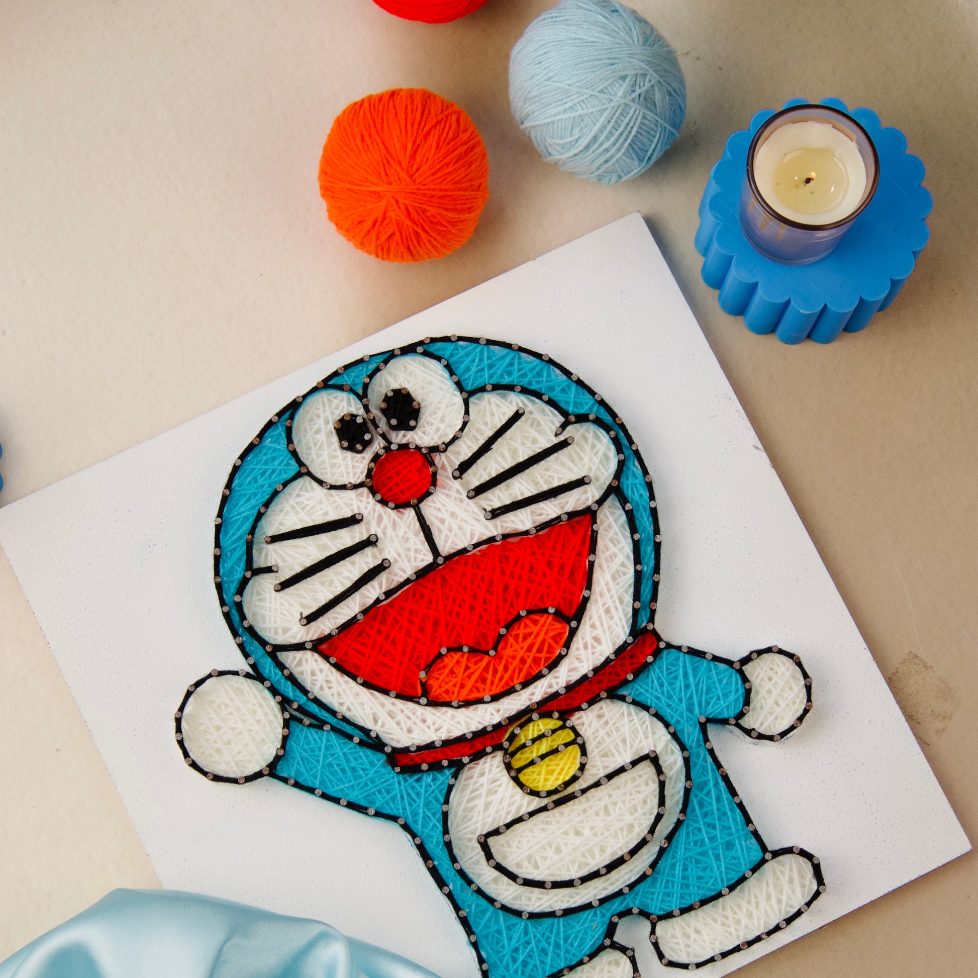 Cute Doraemon Handmade String Art | Creative Corner Personalised Gift by Craftsbazaar | Thread Art Decor.