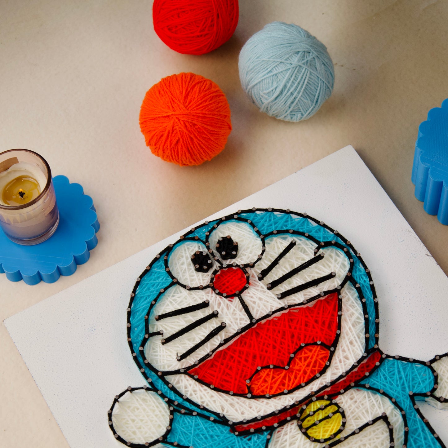 Handmade Doraemon String Art Wall Decor | Customisable Gift by The Finecrafts Studio.