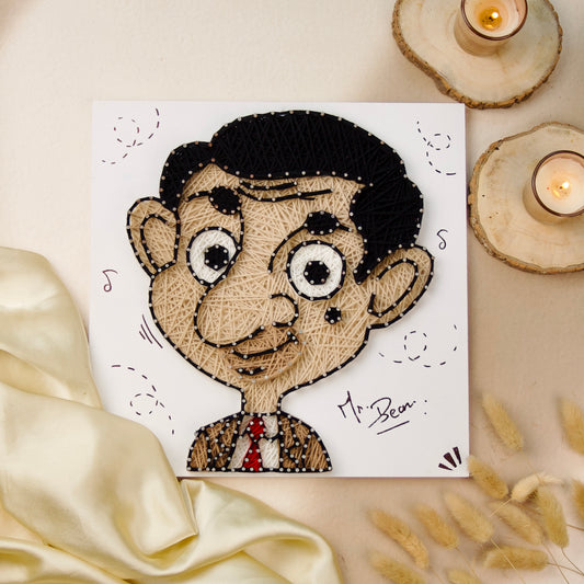 Unique Mr. Bean thread art – Personalised Gifts for Him & Happy Birthday String Art by The Finecrafts Studio.