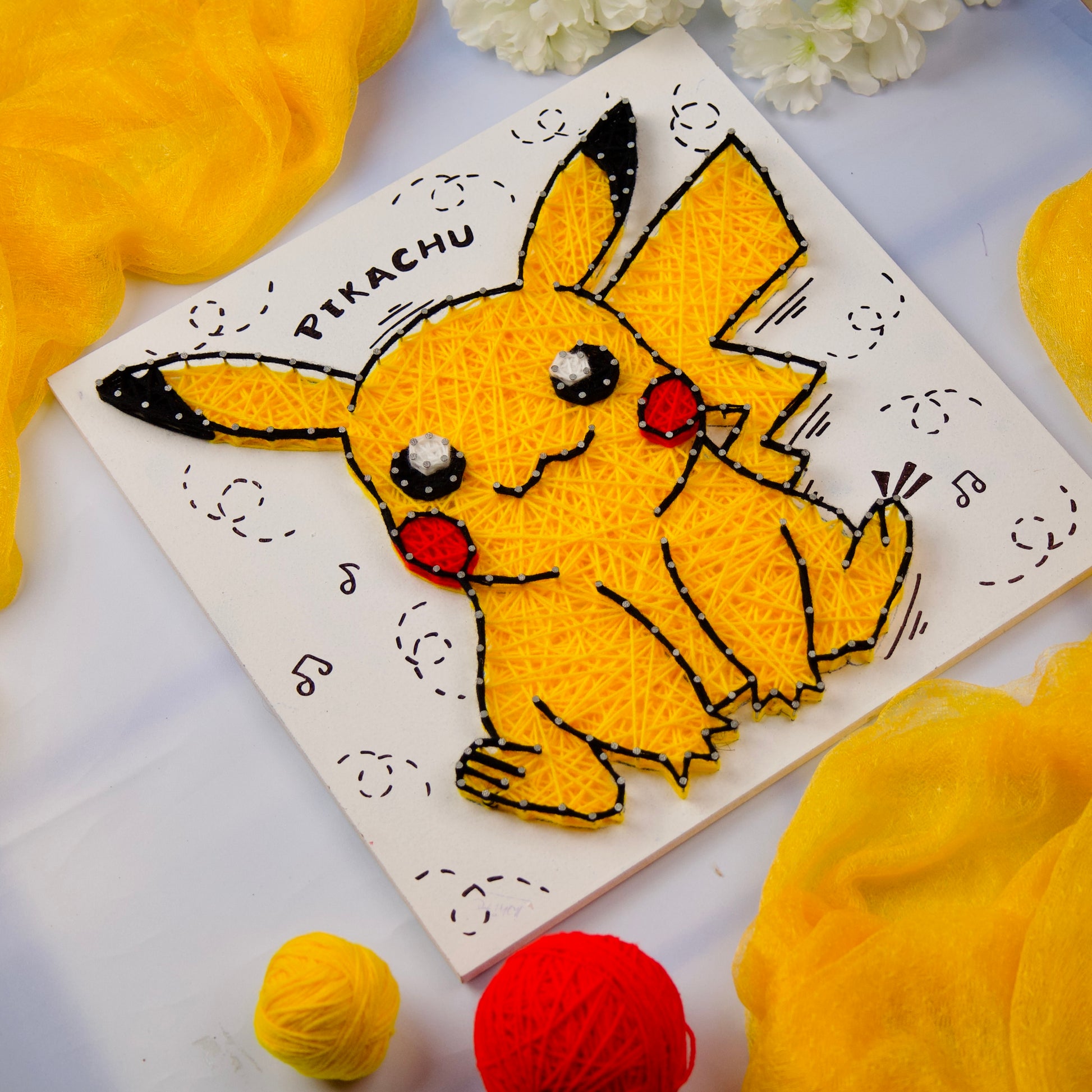 Custom Pikachu thread art—perfect personalized gift idea for birthdays, anniversaries, or kids' rooms.