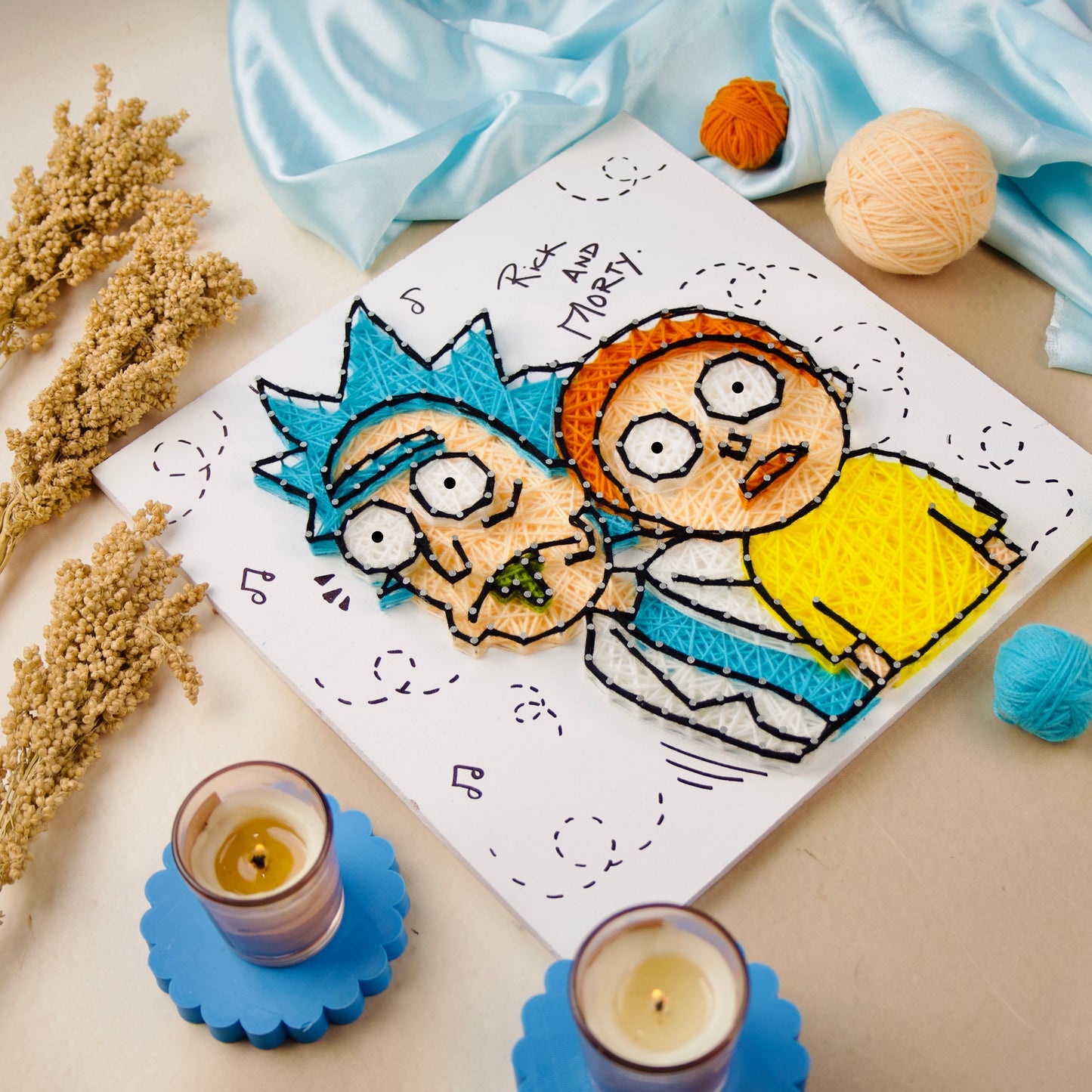 The Finecrafts Studio's Rick and Morty Custom String Art – Handmade Thread Art for Personalised Gifts and Home Décor.
