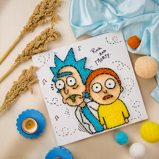 Rick and Morty Customised String Art by The Finecrafts Studio – Unique Personalised Gifts with Vibrant Thread Art.