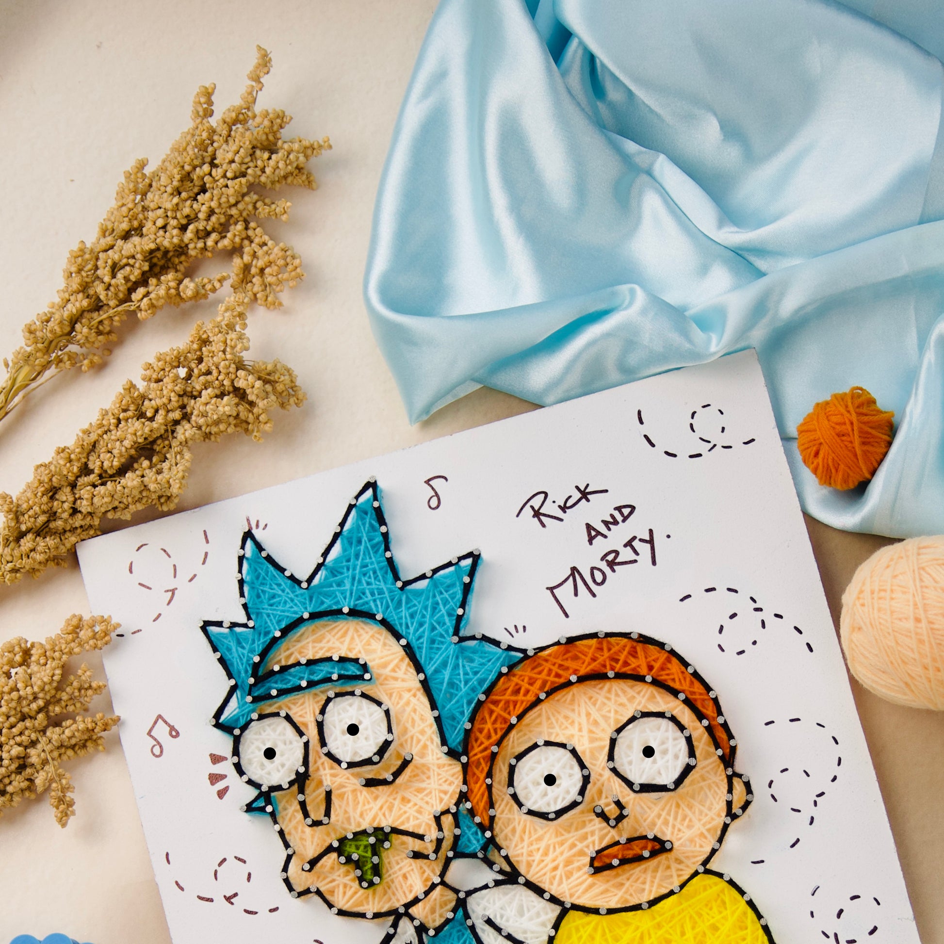 Handmade Rick and Morty Thread Art – Customised String Art Gift by The Finecrafts Studio, Perfect for Personalised Gifts.
