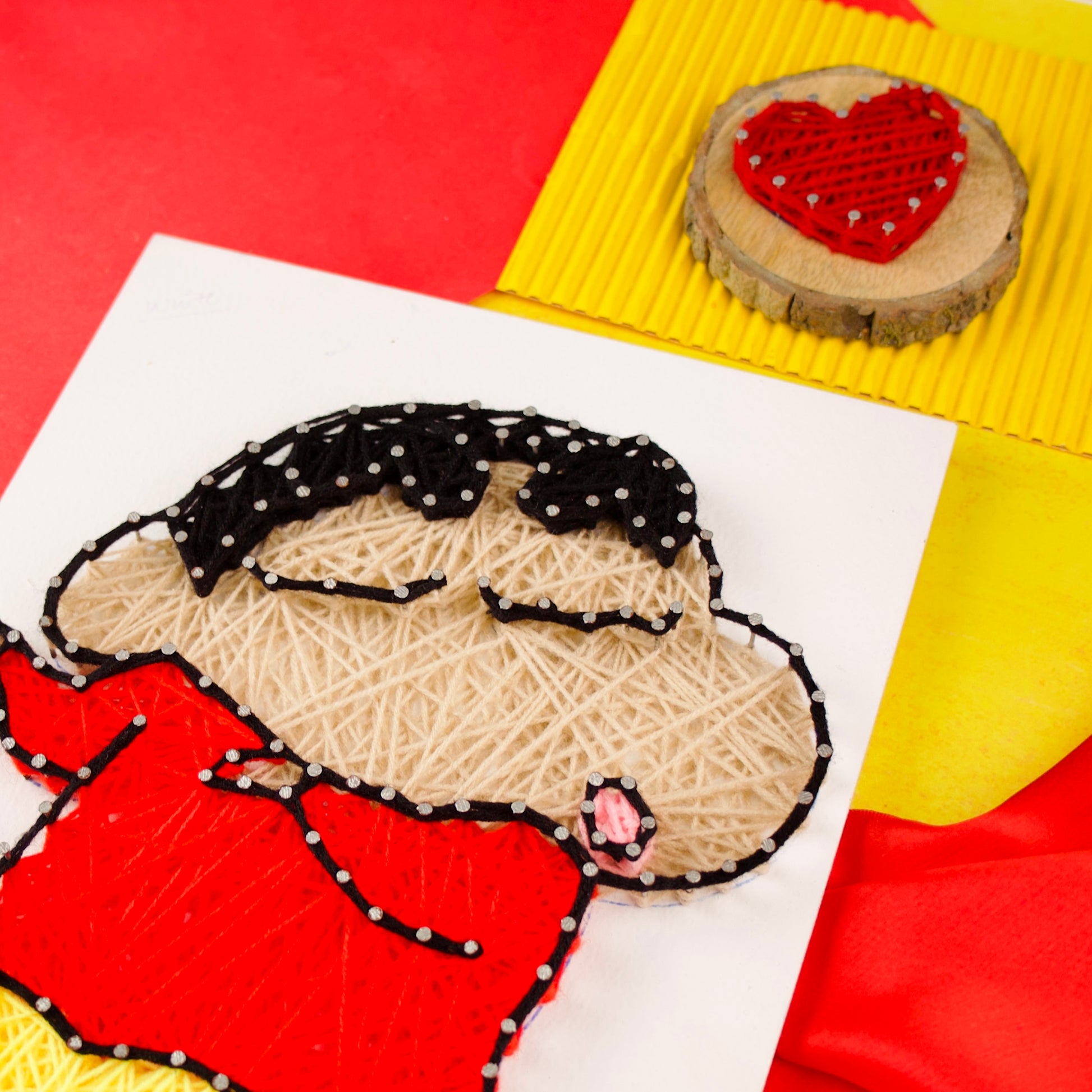 Handcrafted Shinchan nail and thread art, unique cartoon-themed wall hanging for anime fans.