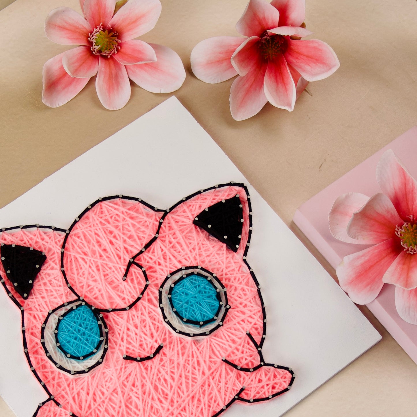 Jigglypuff Customised String Art – Personalised Handmade Thread Art Gift, Ideal for Pokémon Lovers and Unique Decor.