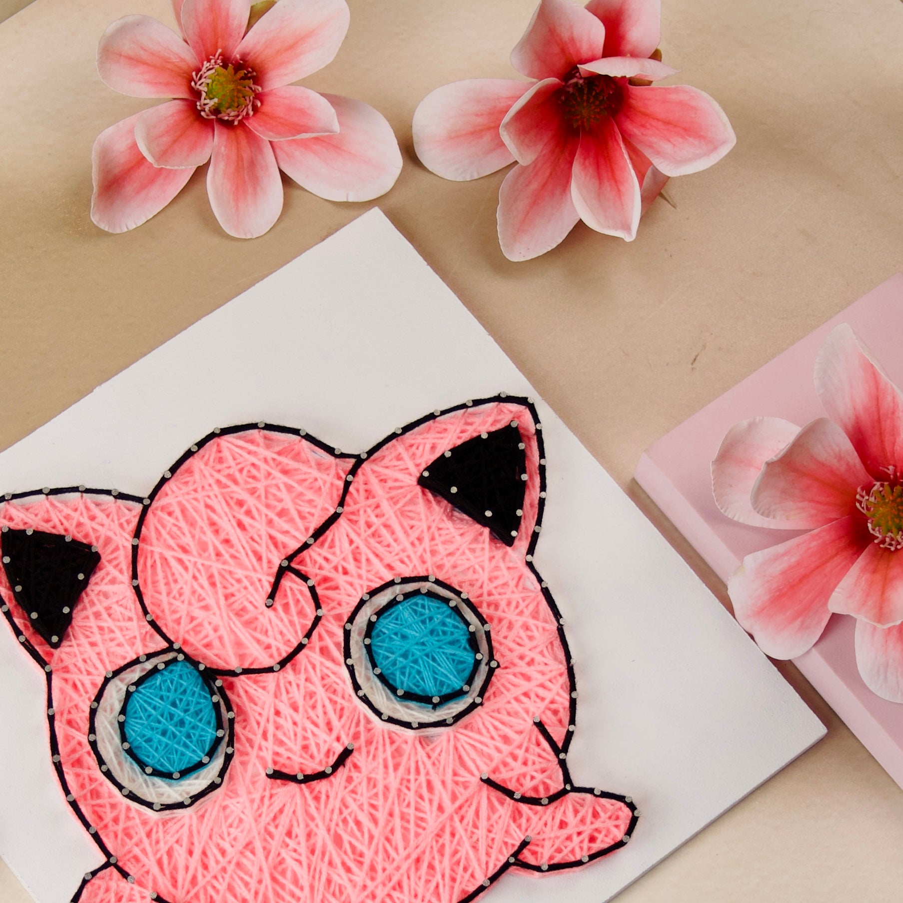 Jigglypuff Customised String Art – Personalised Handmade Thread Art Gift, Ideal for Pokémon Lovers and Unique Decor.