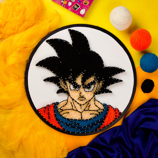 Goku Handmade Customisable String Art – Best Personalised Gift for Anime Fans, Crafted with Vibrant Thread Art.