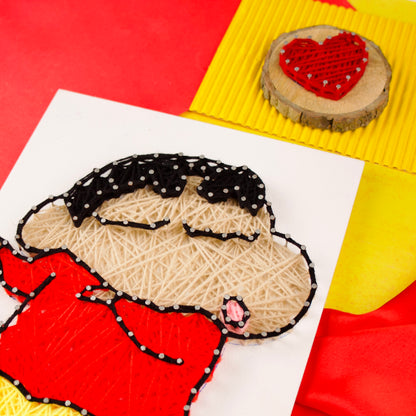 Handcrafted Shinchan nail and thread art, unique cartoon-themed wall hanging for anime fans.